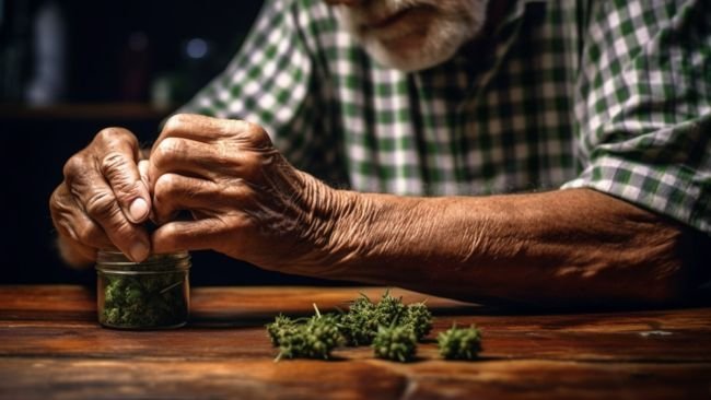 old man with weed